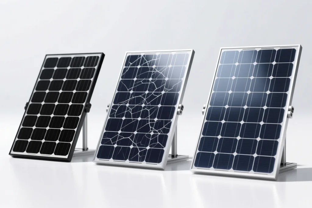 Los tres tipos de paneles solares: monocristalino, policristalino y capa fina